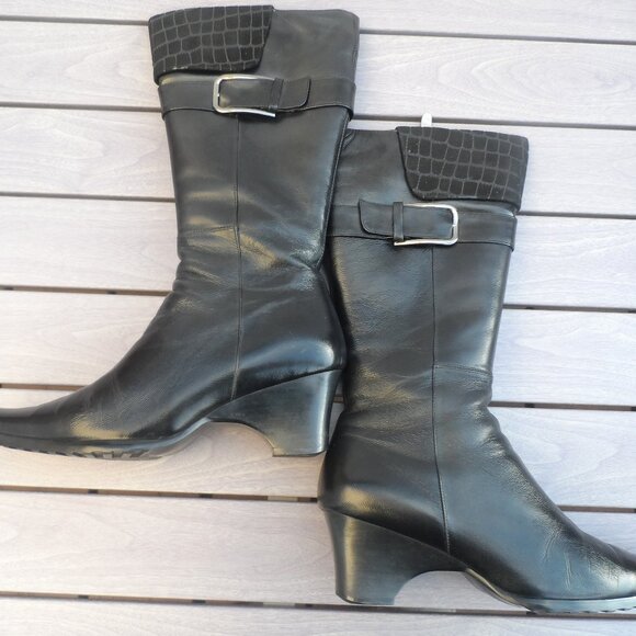 Winter genuine leather boots with sheepskin lining - Size 8 - Picture 1 of 14